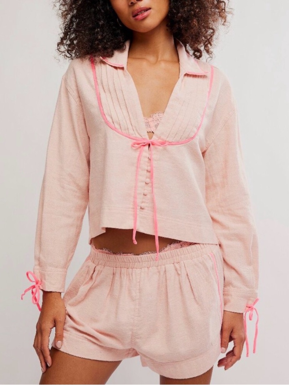 Free People Close To Home Flannel Pajamas Set